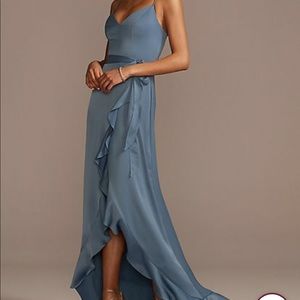 David’s Bridal Bridesmaids Dress Steel Blue